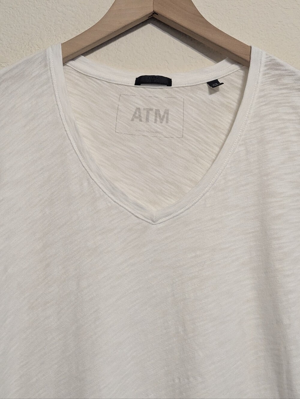 ATM Anthony Thomas Melillo V-Neck Tee Womens L White Slub Cotton T-Shirt - Picture 2 of 8